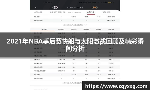 2021年NBA季后赛快船与太阳激战回顾及精彩瞬间分析